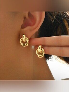 Gold Plated Stainless Steel Knot Earrings